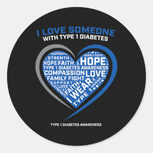 T1d Men Women Youth Kids Diabetic Type 1 Diabetes Classic Round Sticker