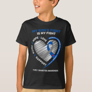 T1D Mum Dad My Son's Fight Type 1 Diabetes Awarene T-Shirt