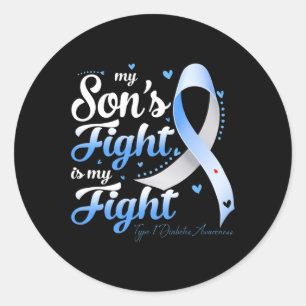T1d Mum Dad Parents My Son's Fight Type 1 Diabetes Classic Round Sticker