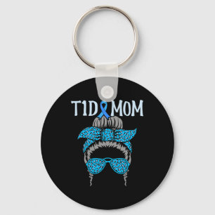T1D Mum Diabetes Awareness Diabetic Blue Ribbon Gr Key Ring