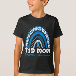 T1d mum type 1 diabetes awareness blue grey ribbon T-Shirt
