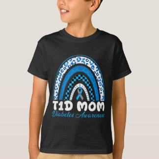 T1d mum type 1 diabetes awareness blue grey ribbon T-Shirt