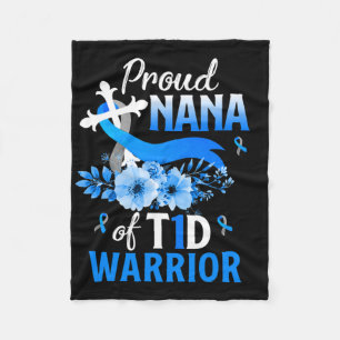 T1d Nana Type 1 Diabetes Awareness Insulin Family Fleece Blanket