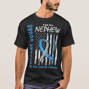 T1D Nephew Type 1 Diabetes Awareness Flag Gifts Ba T-Shirt