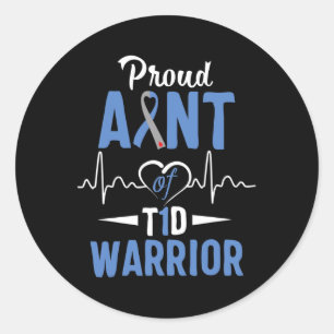 T1d Proud Aunt Diabetes Awareness Type 1 Insulin P Classic Round Sticker