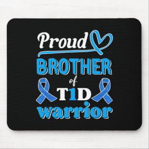 T1d Proud Brother Diabetes Awareness Blue Ribbon  Mouse Pad