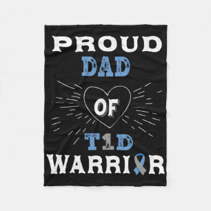T1d Proud Dad Diabetes Awareness Type 1 Insulin Pa Fleece Blanket