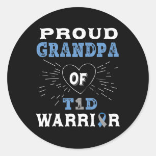 T1d Proud Grandpa Diabetes Awareness Type 1 Insuli Classic Round Sticker