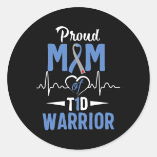 T1D Proud Mum Diabetes Awareness Type 1 Insulin Pa Classic Round Sticker