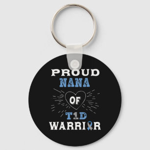 T1D Proud Nana Diabetes Awareness Type 1 Insulin P Key Ring