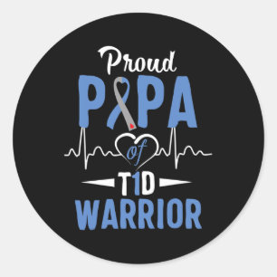 T1d Proud Papa Diabetes Awareness Type 1 Insulin P Classic Round Sticker