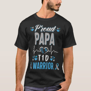 T1D proud Papa Diabetes awareness Type 1 Pancreas T-Shirt