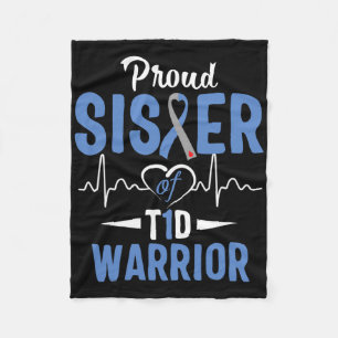 T1d Proud Sister Diabetes Awareness Type 1 Insulin Fleece Blanket