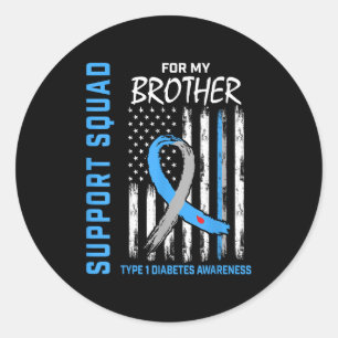 T1d Shirt Type 1 Diabetes Shirt Brother Support Sq Classic Round Sticker