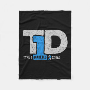 T1d Type 1 Diabetes Squad Awareness Ribbon Gift  Fleece Blanket