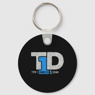 T1d Type 1 Diabetes Squad Awareness Ribbon Gift  Key Ring