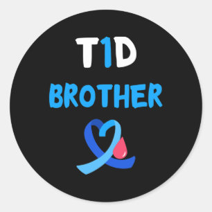 T1D Warrior Brother Diabetes Awareness Squad Suppo Classic Round Sticker