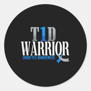 T1d Warrior Diabetes Awareness Type 1 Diabetic War Classic Round Sticker