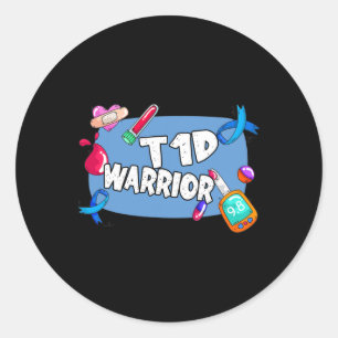 T1d Warrior Diabetes Type 1 T1 Support Classic Round Sticker