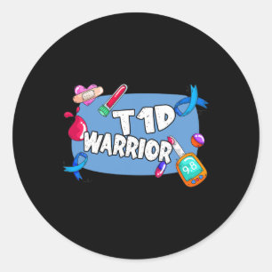 T1d Warrior Diabetes Type 1 T1 Support  Classic Round Sticker