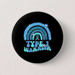 T1d Warrior Type 1 Diabetes Awareness Blue Ribbon  6 Cm Round Badge
