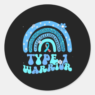 T1d Warrior Type 1 Diabetes Awareness Blue Ribbon  Classic Round Sticker