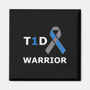 T1d Warrior Type 1 Diabetes Awareness Blue Ribbon  Magnet