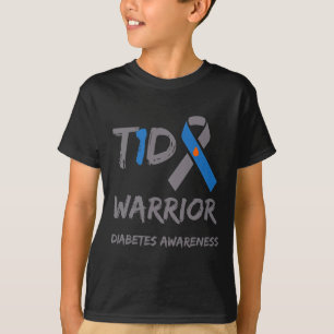T1D Warrior Type 1 Diabetes Awareness Blue Ribbon  T-Shirt