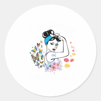 T1D Warrior Woman Type 1 Diabetes Awareness Blue Classic Round Sticker