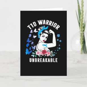 T1d Warrior Woman Type 1 Diabetes Awareness Blue R Card