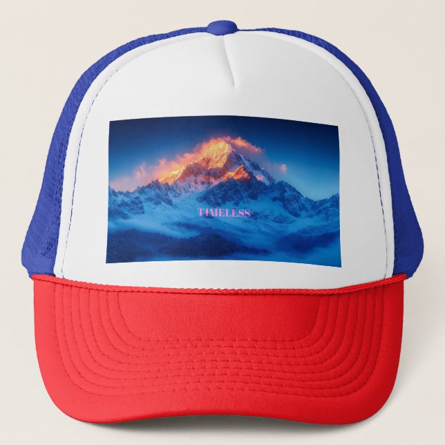 T1MELESS Snow Mountain Nightcap Bold design Trucker Hat (Front)