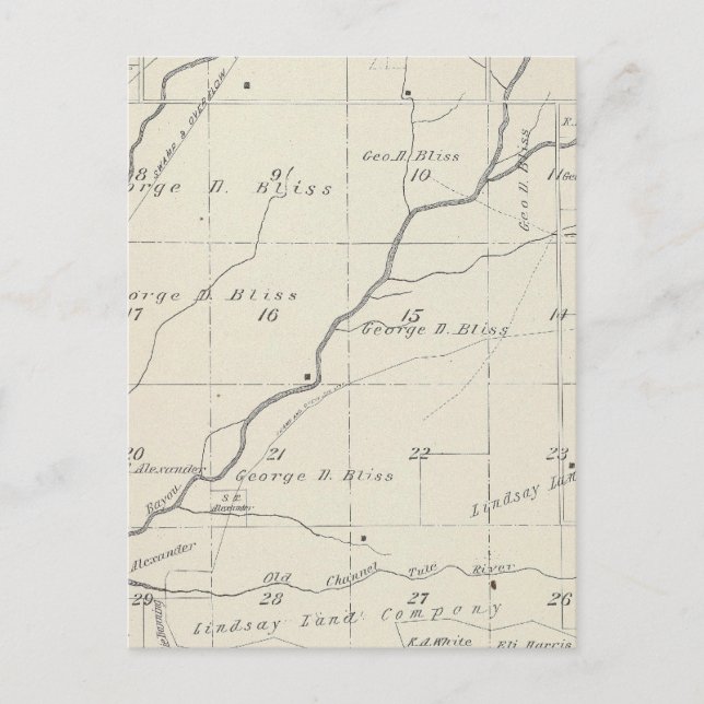 T20S R25E Tulare County Section Map Postcard (Front)