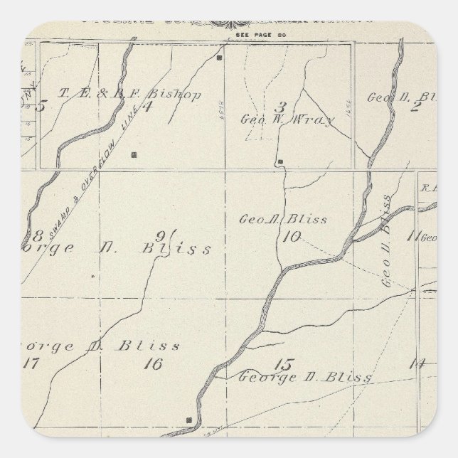T20S R25E Tulare County Section Map Square Sticker (Front)