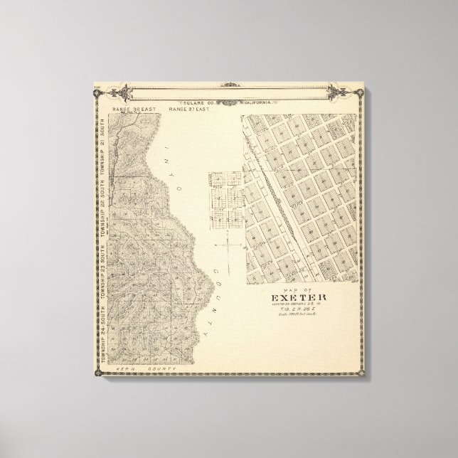 T2124S R3637E Tulare County Section Map Canvas Print (Front)