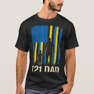T21 dad american flag silhouette down syndrome T-Shirt