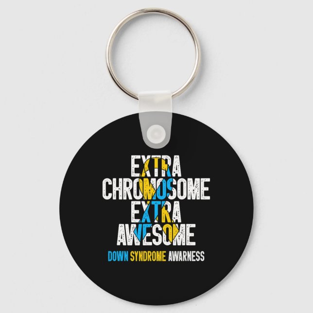T21 Extra Chromosome Extra Awesome Down Syndrome A Key Ring (Front)
