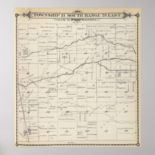 T21S R25E Tulare County Section Map Poster