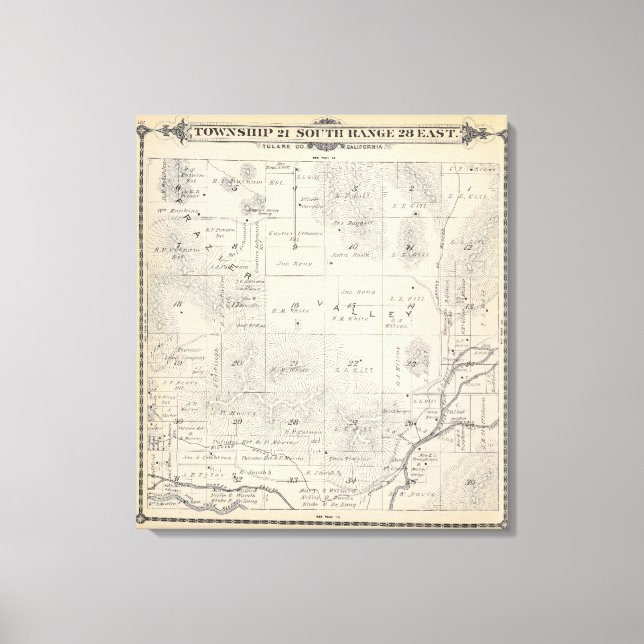 T21S R28E Tulare County Section Map Canvas Print (Front)