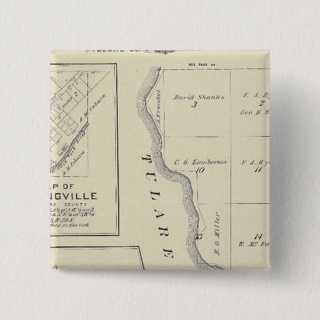 T22S R22E Tulare County Section Map 15 Cm Square Badge (Front)