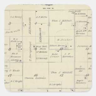 T22S R24E Tulare County Section Map Square Sticker