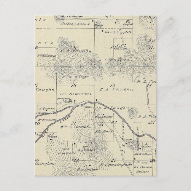 T22S R28E Tulare County Section Map Postcard (Front)