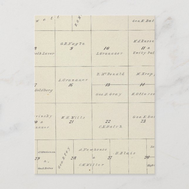T23S R22E Tulare County Section Map Postcard (Front)