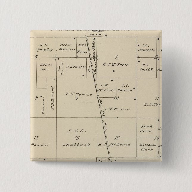 T24S R25E Tulare County Section Map 15 Cm Square Badge (Front)