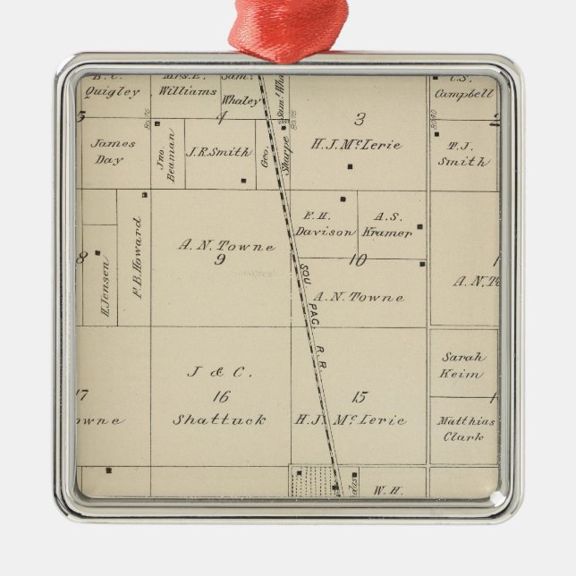 T24S R25E Tulare County Section Map Metal Tree Decoration (Front)