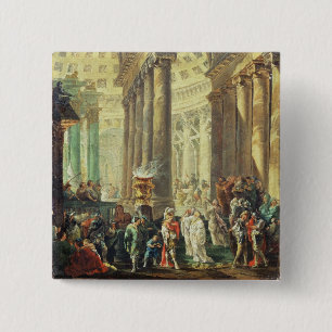 T28517 Capriccio of a Roman temple with Alexander 15 Cm Square Badge