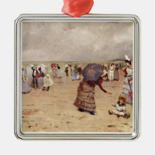 T29836 Elegant Figures on a Beach, 1886 Metal Tree Decoration