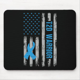 T2d Warrior Awareness American Flag Diabetic Diabe Mouse Pad