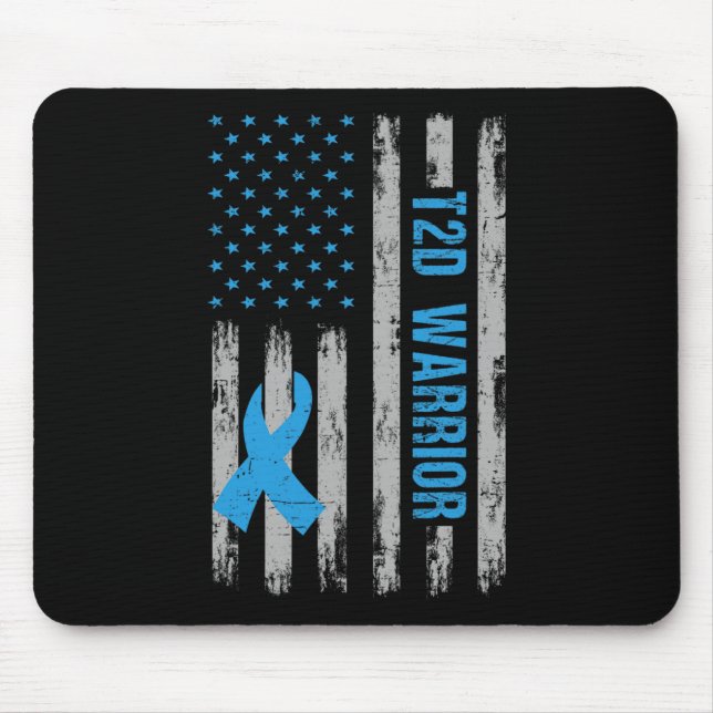 T2d Warrior Awareness American Flag Diabetic Diabe Mouse Pad (Front)