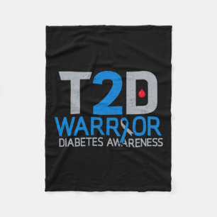 T2d Warrior Diabetes Awareness Type 2 Diabetic Fig Fleece Blanket