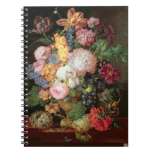 T30763 A Still Life of Flowers and Fruit (panel) Spiral Notebook